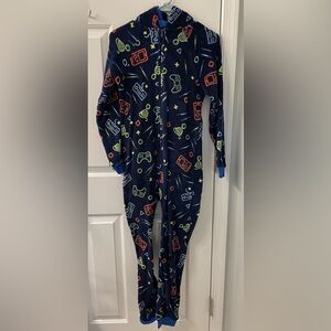 Cat & Jack one piece fleece onesie pjs size 12-14
